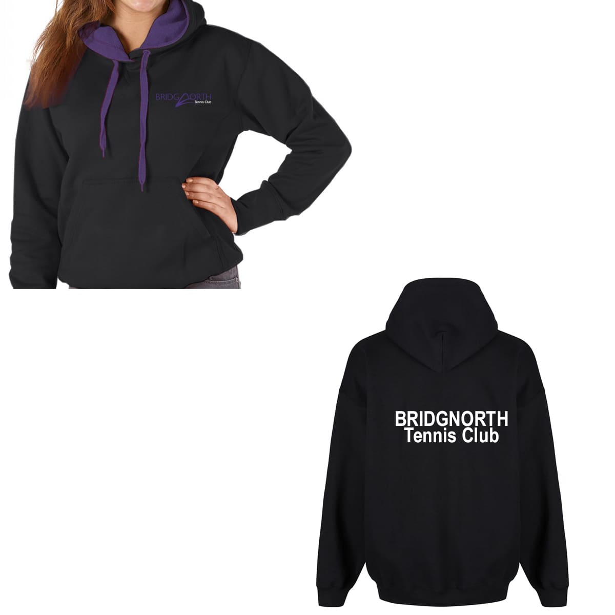 Hoodie Senior, Black/Perple (RK25) Bridgnorth Tennis Cluc Hawk Cricket