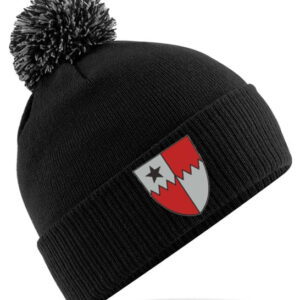 Bobble Hat B450 - Black - Black- Whittington Cricket and Bowling Club